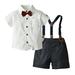 OBEEII Baby Boys Outfit Short Sleeve Gentleman T-shirt And Shorts Baby Boy Birthday Party Suit Kids Children Holiday Outfits 6-7Years white