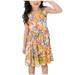 ZCFZJW Kids Girls Summer Sleeveless Princess Dress Trendy Floral Pattern Print Crew Neck Pullover Tank Dress Loose Pleated Beach Sundress Orange 10-11 Years