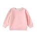 Infant Baby Girls Hoodies Solid Color O-Neck Long Sleeve Top Pullover Clothes Fashion Loose Casual Tops Breathable Vacation Sweatshirts For Child