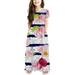 ZCFZJW Girls Summer Short Sleeve Floral Dresses Casual Round Neck Pullover Tank Dress Loose Fit Pleated Maxi Dress Cute Princess Dress White 7-8 Years