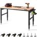 WFX Utility™ Doraville Manufactured Wood Top Height-Adjustable Workbench w/ Wheels Manufactured Wood/Steel in Black/Brown/Gray | Wayfair