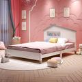 Isabelle & Max™ Full Size Bed Frame w/ House-Shaped Headboard & Motion Activated Night Lights, Wood Platform Bed Full w/ Slats For Teens | Wayfair