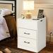 Ebern Designs Orabel Manufactured Wood Lift-Top Nightstand w/ Outlets Wood in White | 23.6 H x 17.5 W x 15.6 D in | Wayfair