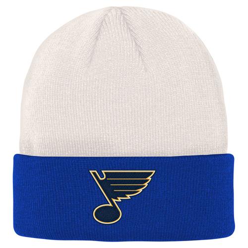 Cremefarbene/blaue Strickmütze mit St. Louis Blues-Logo für Jugendliche