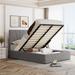 Linen Upholstered Platform Bed with Hydraulic Storage, Extra Storage Space, Elegant Design