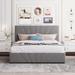 Linen Upholstered Platform Bed with Hydraulic Storage, Extra Storage Space, Elegant Design, Queen Size