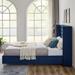 Modern Velvet Upholstered Bed, Button-Designed Headboard, Strong Wooden Slats, Easy Assembly, King Size