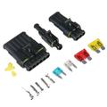 Superseal connector 10 Kit 4 Pin Way AMP Superseal IP67 Waterproof Connector PA66 Nylon Housing Terminal Sockets Conn Plug 1.5mm Series 20-14AWG Black