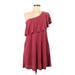 BP. Casual Dress - A-Line One Shoulder Short sleeves: Burgundy Print Dresses - Women's Size Small