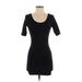 Topshop Casual Dress - Bodycon Scoop Neck Short sleeves: Black Print Dresses - Women's Size 2
