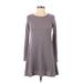 Altar'd State Casual Dress - A-Line Crew Neck Long sleeves: Purple Print Dresses - Women's Size Small