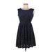 Zara Cocktail Dress - A-Line: Blue Jacquard Dresses - Women's Size Medium