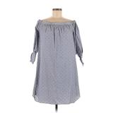 BCBGMAXAZRIA Casual Dress - Popover Off The Shoulder 3/4 Sleeve: Blue Dresses - Women's Size Medium