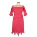 Vince Camuto Casual Dress - A-Line Square 3/4 sleeves: Pink Print Dresses - Women's Size 6 Petite