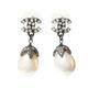 CHANEL Silver CC Crystal Pearl Dangle Piercing Earrings