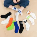 1 Pairs Four Seasons Children Socks Japan Style Black White Striped 100% Cotton Boys Girls Sports