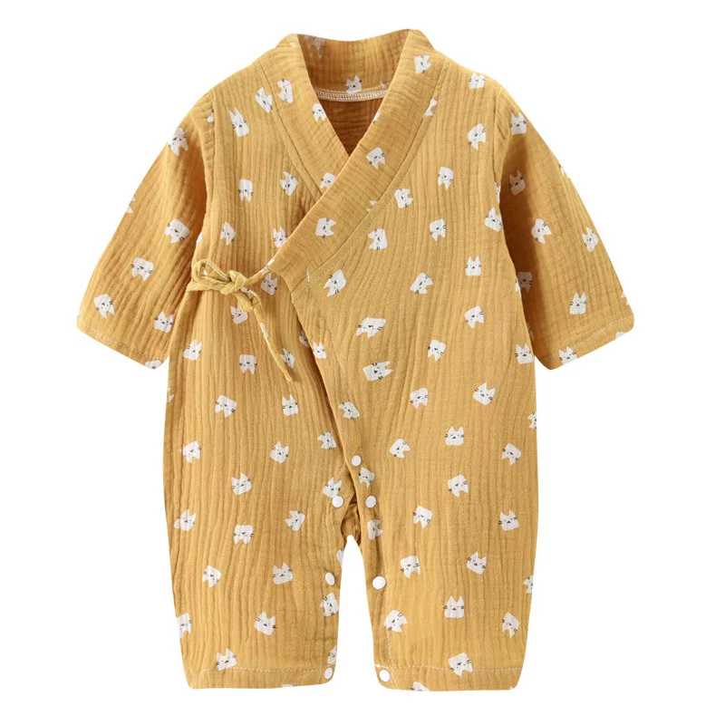 Babykleidung Neugeborene Overall Mädchen Jungen Musselin Baumwolle Langarm Strampler 0-24M Image