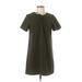 One Clothing Casual Dress - Shift Tie Neck Short sleeves: Green Print Dresses - Women's Size Large