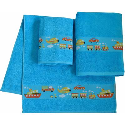 Handtuch Set DYCKHOFF "Auto", blau, 3 tlg., Walkfrottee, Walkfrottee, Obermaterial: 100% Baumwolle, Handtuch-Sets, Auto Motiven; 2 Handtücher (50x100cm), 1 Duschtuch (70x140cm) Image