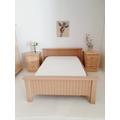 Dolls House Wooden Effect Double Bed 112Th Scale, Miniature With White Mattress