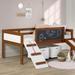 Kids Art Play Junior Twin Solid Wood Low Loft Bed with Bins Espresso