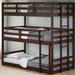 Twin Solid Wood Triple Bunk Bed in Cappuccino Finish