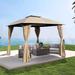 10 ft. x 10 ft. Khaki Garden Gazebo Outdoor Patio Party/Event Canopy with Curtains