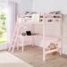 Kids & Teen Twin Wood Loft Bed with Build in Desk in Pink