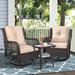 Outdoor Bistro Set 3 PCS w/ Resin Rocker Chair & Tempered Glass Table