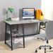 high Wooden Desk with 2 Storage Racks - WALNUT & BLACK,Well Fitted in the Office for Work,Playroom etc,Easy Installation