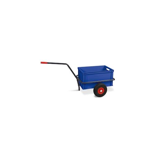 Robuster Handwagen in anthrazit, belastbar bis zu 200 kg, mit 32 cm hohem Kasten in blau