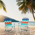 2-Pack Folding Portable Lounge Chairs | Adjustable Backpack Beach Chairs for Patio and Travel
