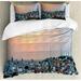 Ecuador Duvet Cover Set King Size Panoramic Photo of Guayaquil City at Sunset Buildings Above Roof Urban Cloudscape Decorative 3 Piece Bedding Set with 2 Pillow Shams Multicolor by Ambesonne