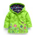Little Girls Hoodie Jacket Flowers Hooded Waterproof Windbreaker Raincoat Coat Outwear for Kids Children 2-7Y