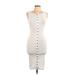 Hot & Delicious Casual Dress - Bodycon Scoop Neck Sleeveless: White Print Dresses - Women's Size Large