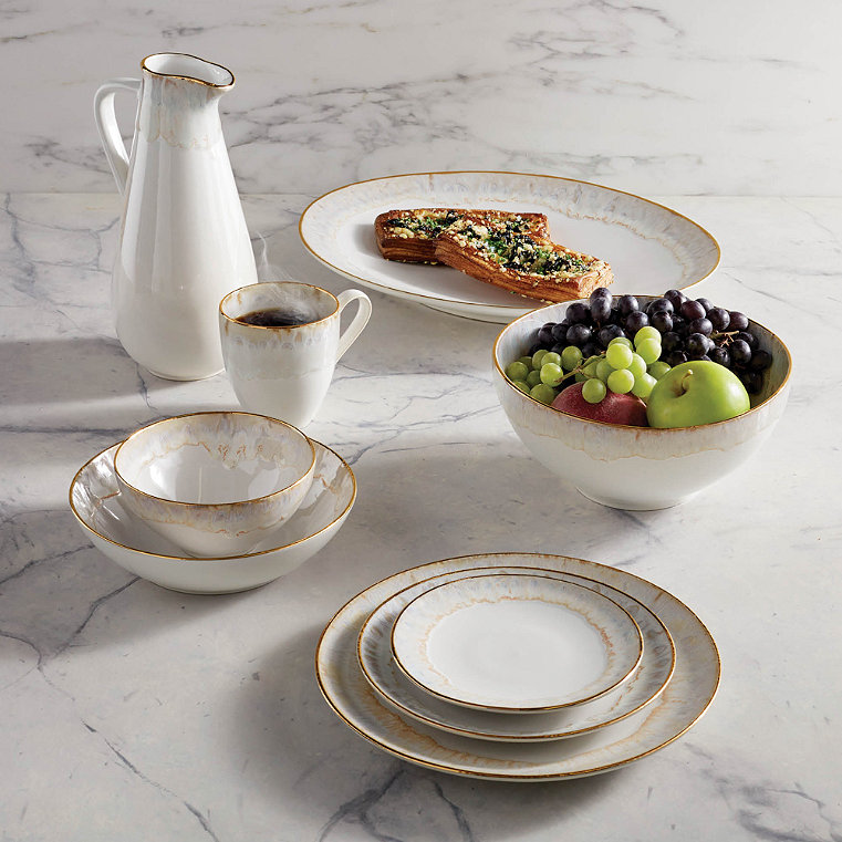 Set of 6 Casafina Taormina Dinnerware Collection - White/Gold, Salad Plate in White/Gold - Frontgate
