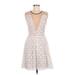 ABS Allen Schwartz Casual Dress - A-Line: White Jacquard Dresses - Women's Size 6
