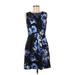 Apt. 9 Casual Dress - A-Line Crew Neck Sleeveless: Blue Floral Dresses - Women's Size Small