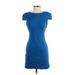 4 Collective Casual Dress - Sheath Crew Neck Short sleeves: Blue Print Dresses - Women's Size 2