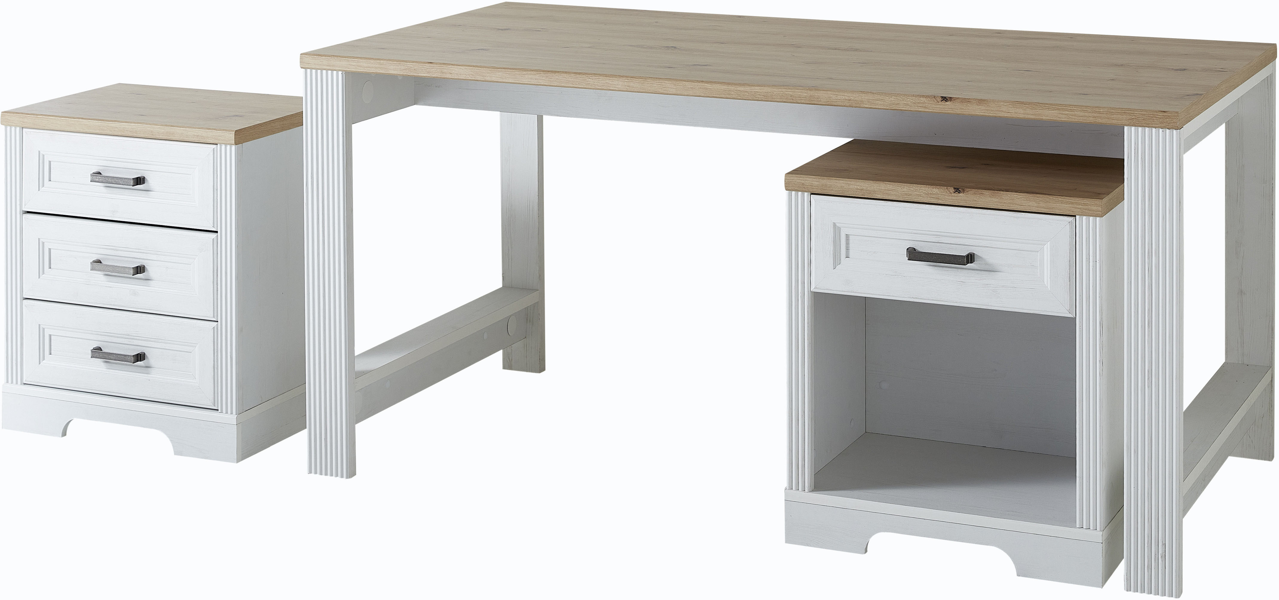 Schreibtisch INNOSTYLE "Jasmin, TOPSELLER", weiß (pinie hell, tischplatte artisan eiche, pinie hell, artisan eiche), B:160cm H:76cm T:80cm, Tische, Schreibtisch