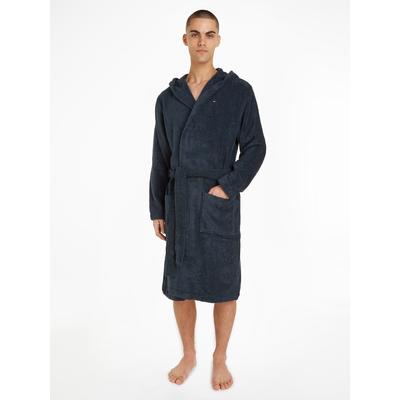 Bademantel Gr. L, blau (navy), L (52), Baumwoll-Webfrottier, TOMMY HILFIGER UNDERWEAR, Hausmäntel, mit aufgesetzten Taschen Image