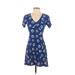 Gap Casual Dress - Fit & Flare: Blue Floral Motif Dresses - Women's Size 2