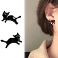 Boucles d'oreilles en alliage de petit chat noir pour femmes et filles boucles d'oreilles d'animaux