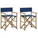 Bay Isle Home™ Folding Director's Chairs Outdoor Camping Chair Bamboo & Fabric Wood in Blue | 34.65 H x 23.62 W x 17.72 D in | Wayfair