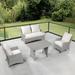 Red Barrel Studio® 4 Piece Sofa Seating Group w/ Cushions Synthetic Wicker/All - Weather Wicker/Wicker/Rattan in Gray | Outdoor Furniture | Wayfair