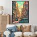Red Barrel Studio® Orange & Pink Streetside Pause Framed On Canvas Print Plastic in Green/Orange/Pink | 44 H x 34 W x 1.5 D in | Wayfair