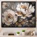 Red Barrel Studio® White Grey Peony Blooms In Motion IV White Gray Peony Blooms In Motion IV Framed On Canvas Print Metal in Black/White | Wayfair