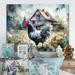 August Grove® Rooster on a Farm II - Animals Chicken Metal Wall Decor Metal in Blue/Brown/Green | 24 H x 1 D in | Wayfair