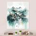 Ivy Bronx Faded Village in the Mountain I - Landscape Mountains River Metal Wall Decor Metal in Green/White | 32 H x 16 W x 1 D in | Wayfair