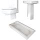 Elswick - White Modern Bathroom Suite with Straight Bath&44 Close Couple Toilet wc and Full Pedestal Basin Sink with One Tap-Hole - Milano